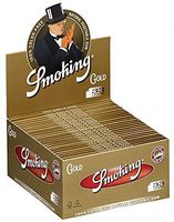 50 Smoking Brand Gold Ultra Thin King Size Slim Cigarette Rolling Papers Packs (33 Leaves/Pack) + Beamer Smoke Sticker. for Legal Smoking Herbs, Rolling Tobacco, Herbal Mixes, Rollers, Ryo, Myo
