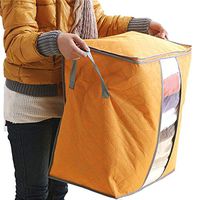 ZTY66 Bamboo Breathable Storage Bag/Organizer Box Non Woven for Clothes, Blanket, Quilt. 48 x 30 x 50CM (Orange)