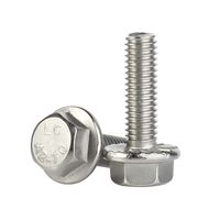 M6-1.0 x 20mm Flanged Hex Head Bolts Flange Hexagon Screws, Stainless Steel A2, DIN 6921, 25 PCS