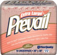 PrevailNight Time Disposable Underpads 30"x 30" (Bag of 10 Each)