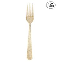 Plastic Wedding Party Cutlery 100 Pieces Fork Disposable Gld