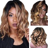 Elevin(TM)🌹🌹 Women Black Brazilian Short Wavy Curly Parting High Temperature Fiber Wig Hair