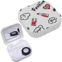 Portable Contact Lens Case Box Travel Kit Mirror + Bottle + Tweezers Container Holder [ Shion Love ]