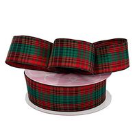Plaid Patterned Christmas Ribbon -1-1/2" X 25Yd- Red/Green/Black