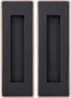 Sehrgut Flush Pull Handle (2 Pack) 6" Rectangular Plated Oil Rubbed Bronze, Free of Sharp Edge, for Sliding Pocket Barn Door or Cabinet