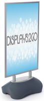 Displays2go Display Board 24-1/4 x 51 x 13 Inches Silver Metal Frame Floor Standing Sidewalk Sign with Plastic Gray Base (SBD2439)