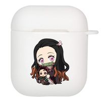 Raleighsee Anime Demon Slayer: Kimetsu no Yaiba Cartoon Creative AirPods 1/2 Generation TPU Protective Case Anti-Fall Portable Bluetooth Headphone Box Protective Cover(Nezuko)