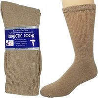 Diabetic Socks Mens Cotton 6-Pack Crew Beige By DEBRA WEITZNER Size 13-15