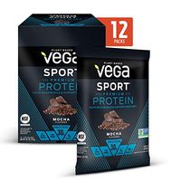 Vega Sport Protein Powder Mocha (12 Count, 18.1 Ounce) - Plant-Based Vegan Protein Powder, BCAAs, Amino Acid, tart cherry, Non Dairy, Keto-Friendly, Gluten Free,  Non GMO (Packaging May Vary)
