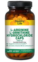 Country Life L-Arginine/L-Ornithine Hydrochloride, 1000 mg - 60 Vegetarian Capsules