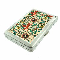 Popular Patterns Designs D5 Cigarette Case Lighter Smoking King Size Cigarettes Silver Metal Wallet 4" X 2.75" RFID Protection