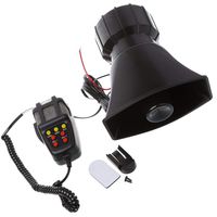 SIZZLEAUTO 100W 135dB 7 Tone Car Truck Siren Emergency Sounds Electric Horn with Mic PA Microphone Speaker System Amplifier - Hooter/Blaring Police/Ringing Fire Alarm/Ambulance/Siren/Traffic Sound
