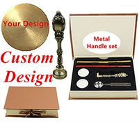 MNYR Custom Picture Logo Monogram Luxury Bronze Metal Peacock Wedding Invitations Gift Cards Paper Stationary Envelope Seals Wax Seal Sealing Stamp Glue Gun Wax Sticks Melting Spoon Gift Box Kit Set