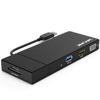 Wavlink Universial USB 3.0 Dual-Head Mini Docking Multi-Display HDMI/VGA with Gigabit Ethernet, USB 3.0 Port, Removable Card Reader, HDMI up to 2560x1440 and VGA 1920x1200 Supports Windows