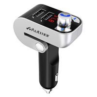 Manfiter Bluetooth FM Transmitter Wireless Radio Adapter Car Kit Bluetooth 4.2 Transmitter Audio for Car, FM Modulator Support USB Drive/TF/SD Card, Dual USB Car Charger, Handsfree Call for Smartphone