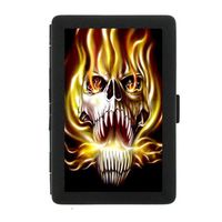 Black Color Metal Cigarette Case Holder Box Skull Design-020