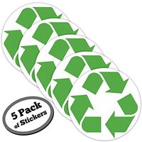 5 Pack Large Recycle Symbol Sticker for Green, White, Blue, Recycling Bins & containers for Recycled Plastic, Paper, Cardboard, Trash, Glass, Bottles, Aluminum cans and Newspaper recyclables.