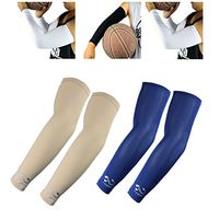 Scorpion 2 Pairs Compression Arm Sleeves for Basketball Football Baseball and Other Activities, Youth & Kids Size, Beige, Navy