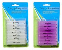 Set of 2 One a Day - 7 Day Removable Plastic Pill Box - Box Colors - Purple and Clear