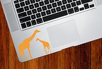 Yadda-Yadda Design Co. Giraffe Mom and Baby - Trackpad/Keyboard - Vinyl Decal (3.6" w x 3" h) (Orange)