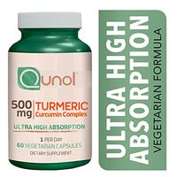 Turmeric Curcumin 500mg Vegetarian Capsules, Qunol Ultra High Absorption, Joint Support, Dietary Supplement, Extra Strength Formula (60)