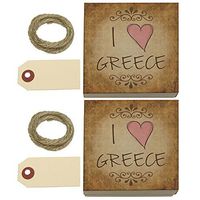I Heart Love Greece Vintage Kraft Gift Boxes Set of 2