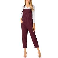 Women Overalls Jumpers Pockets Jumpsuits Pants Romper Long Loose Working Trousers Hemlock (M, Wine red)