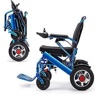 Szeao Lightweight Folding Electric Wheelchair for The Elderly Disabled Compact Lightweight Travel Electric Wheelchair Aviation Aluminum Frame Dual Motor Electronic Brake System Lithium Battery