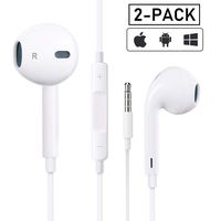 【2Pack】 Headphones with 3.5mm Earphones Plug,Earphones Stereo Headphones Noise Headset with Mic Call+Volume Control for iPhone 6 Earbus Compatible with iPhone 6s/6plus/6/5s,Android,PC