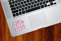 Yadda-Yadda Design Co. Stained Glass Pink Lotus Flower - Design 4 - Vinyl Decal for Laptop | MacBook | Trackpad | Tablet - Copyright 2016 (Color Variations Available) (2" w x 1.75" h) (Pink)