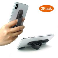 SenseAGE (2PCS/ Set Stick on Finger Holder Strap Phone Grip Stand Pad for Phones Including iPhone Android Tablets and Mobile Devices - Smoke Gray