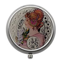 Pill Box with Vintage Zodiac Sign Design | Compact Pill case for Pocket or Purse