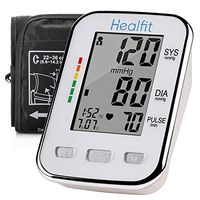 Blood Pressure Meter Monitor Cuff Kit by Healfit Digital BP Meter with Large Display Upper Arm Cuff Backlit LCD Screen Set Also Comes with Device Bag (BP Monitor)