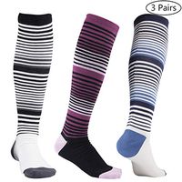 +MD Bamboo Compression Socks Women 8-15mmHg 3 Pairs Knee High Circulation Socks for Running,Athletic,Nurses