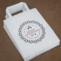 Merry Christmas Party Bags White with Handles x 10 Christmas / Gift Bags