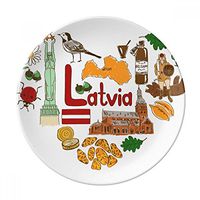 Latvia Love Heart Landscap National Flag Dessert Plate Decorative Porcelain 8 inch Dinner Home