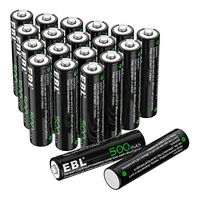 EBL AAA Rechargeable Batteries 1.2V 500mAh Triple AAA NiCd Battery Nicad Solar Light Battery - 20 Pack
