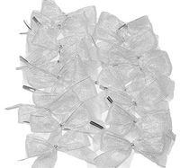 Silver Metallic Mesh Twist Tie On Gift Favor Bows, 20 Ct. Sparkly, Thank You Favors, Treat Bags, Party Decor, Ornaments, Christmas, Weddings, Showers, Promotional Gifts, Party Prizes