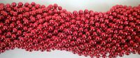 33 inch 07mm Round Metallic Red Mardi Gras Beads - 6 Dozen (72 Necklaces)