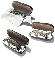 EYE ZOOM 3 Pairs Compact Rectangular Metal Folding Reading with Hard Case Comfort Fit for Men and Women, Black, Gunmetal and Silver, 2.00