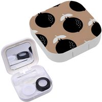 Portable Contact Lens Case Box Travel Kit Mirror + Bottle + Tweezers Container Holder [ Tender Fruits Black ]