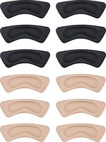 Hotop 6 Pairs Heel Cushion Pads Heel Shoe Grips Liner Self-adhesive Shoe Insoles Foot Care Protector (Black and Khaki)
