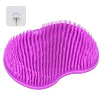 Extra Large Shower Foot Cleaner Scrubber Massager with Non-Slip Suction Cups and Softer Bristles Design, to Increase Circulation, Exfoliation (11.8 x 9.5 Inches) (Purple)