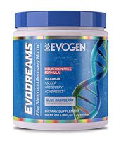 Evogen Evodreams | Elite Sleep and Recovery Matrix, Melatonin Free, Glycine, Tryptophan, GABA, Calcium, Zinc, Magnesium, Theanine, Valerian Extract | 20 Servings | Blue Raspberry