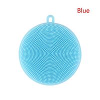 ARRIVEOK Multi-Used Soft Dish Washing Brush Scrubber Silicone Sponge Kitchen Supply Cleaning Tools(Blue)