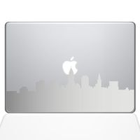 The Decal Guru Cleveland OH City Skyline Decal Vinyl Sticker, 15" MacBook Pro (2015 & Older Models), Silver (2356-MAC-15P-S)