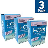 i-cool Hot Flash Relief Cloths - 2 Reclosable Packages of 15 Cloths Per Box - Pack of 3 Boxes
