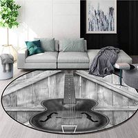RUGSMAT Western Non Slip Round Rugs,Acoustic Instrument Guitar Non-Skid Bath Mat Living Room/Bedroom Carpet Round-63