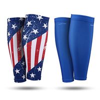 RoryTory Calf Compression Sleeves - Sports Medical Recovery Shin Splints Leg Pain Relief Support Circulation Cramping Sore Muscles - 2 Pairs Adult Size Medium/Large USA American Flag Patriotic Design