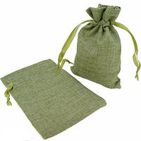 Stylish Mix Color Linen Pouches with Ribbon Drawstring for Gift Packaging, 2 Sizes Available Pack of 10 (4"x6", Green)